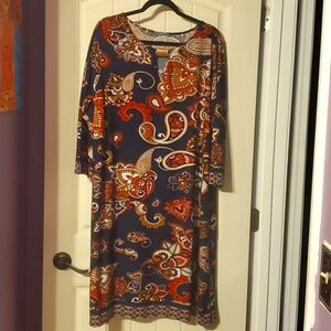 Navy Orange Brown Dress Avenue Size 22/24